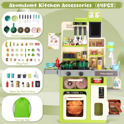 Green Kids Kitchen Playset with Sound and Light F325