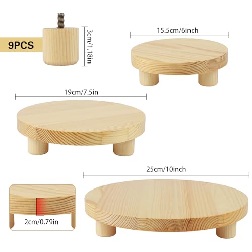 3PCS Round Brown Wooden Plant Stands K197