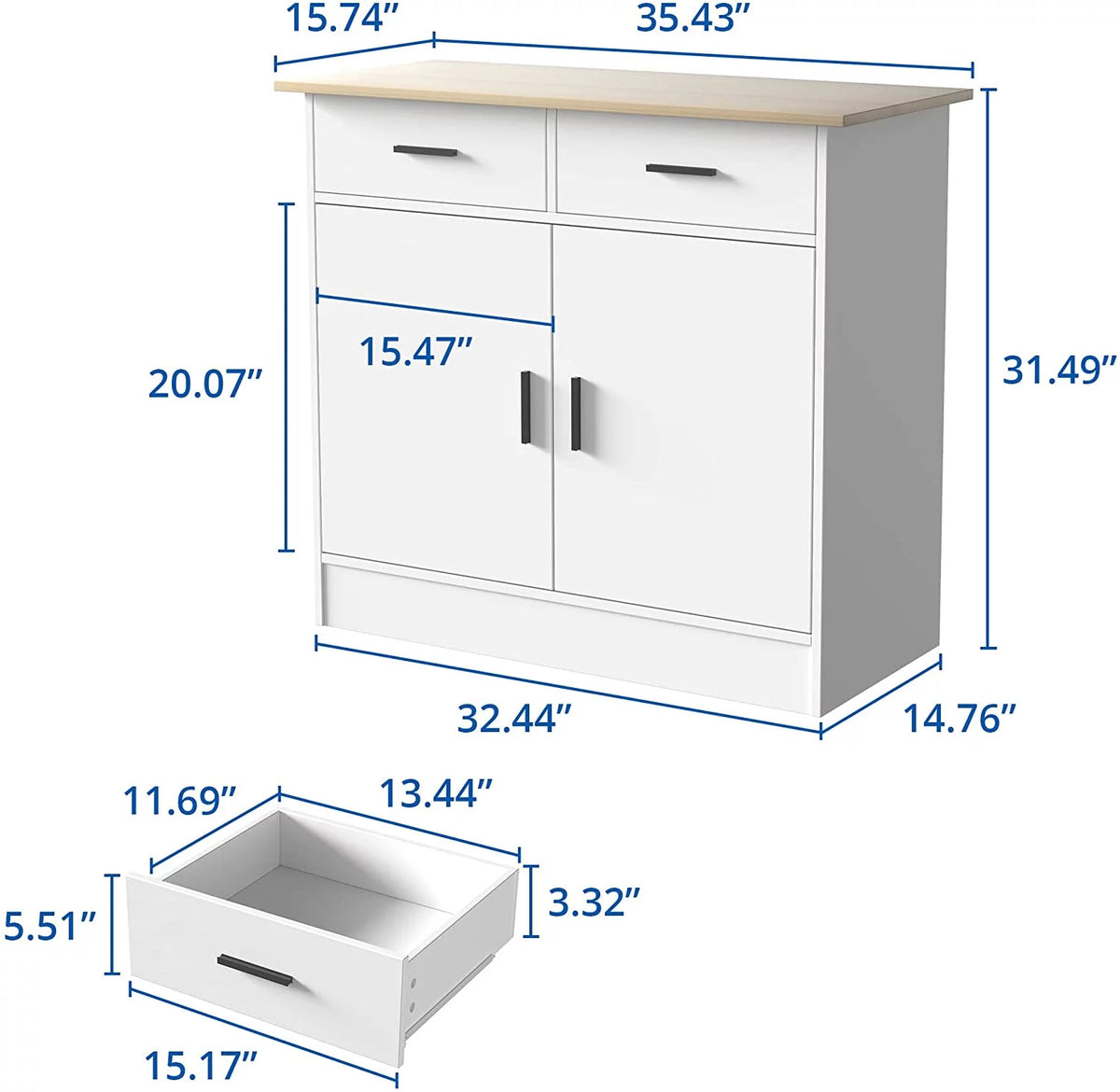 Kitchen Buffet Storage Cabinet with Doors B118045