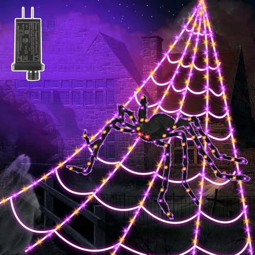 250 LEDs Outdoor Halloween Decor Lights with 4Ft Light-up Spider U715389