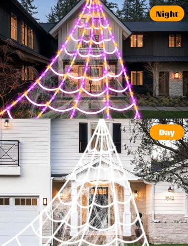 250 LEDs Outdoor Halloween Decor Lights with 4Ft Light-up Spider U715389
