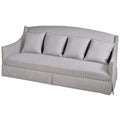 Gray Polyester Upholstered Wooden Sofa with Nailhead Trim B29823