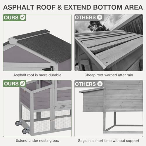 Grey Poultry Cage with Wheels, Nesting Box, Tray, and Roof H891