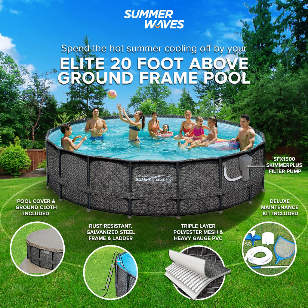 20ft x 48in Above Ground Frame Swimming Pool Set with Pump F202500