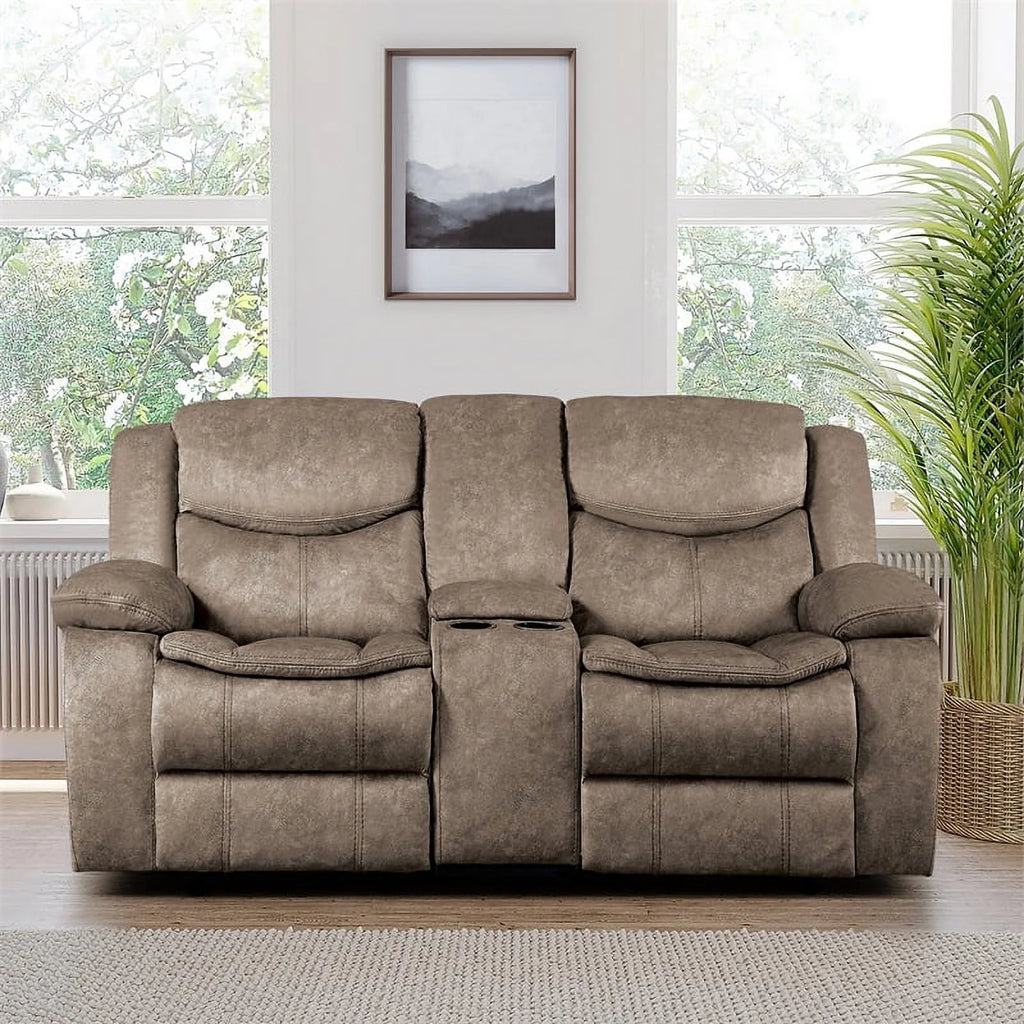 Brown Microfiber 2-Piece Reclining Sofa Set I476