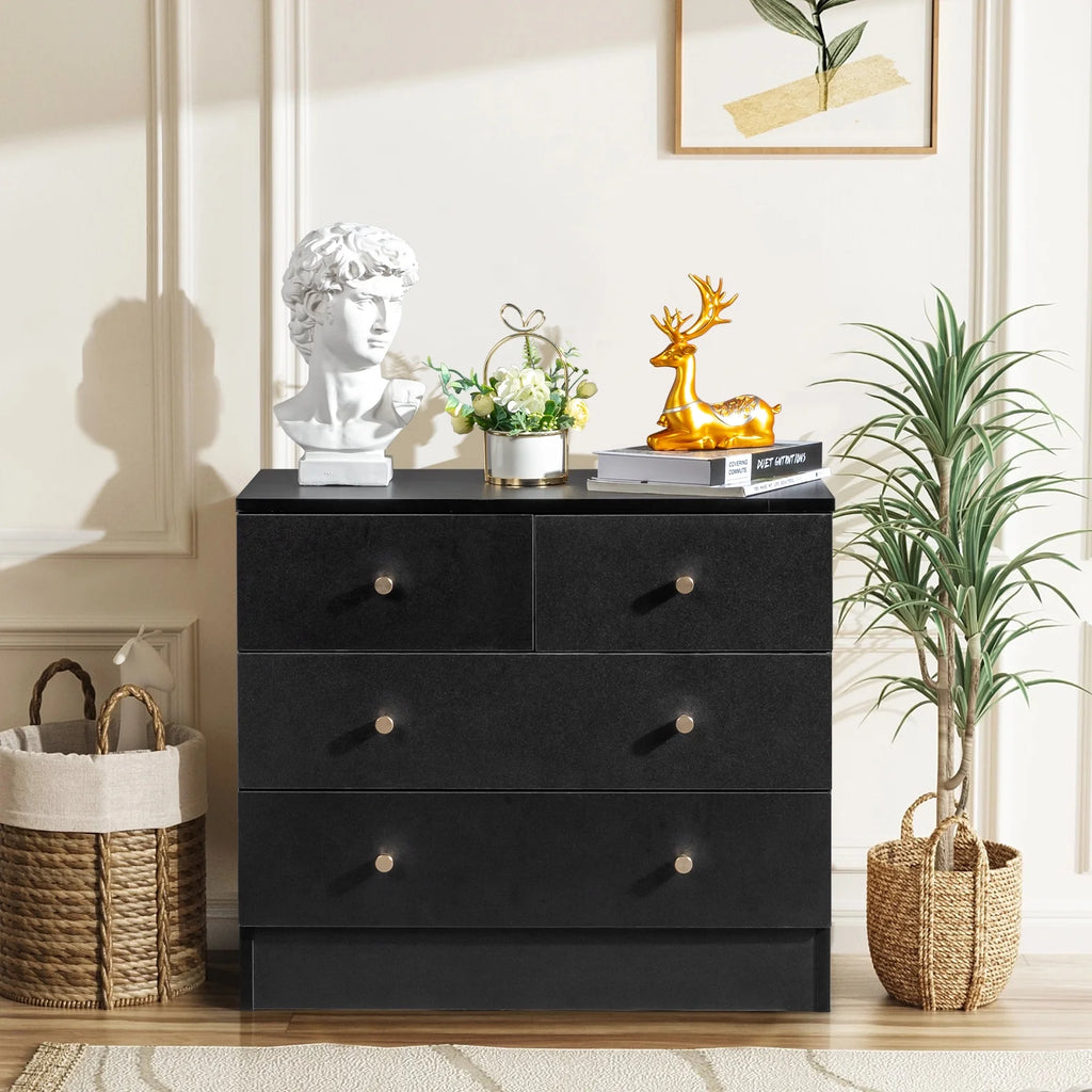 Black 6 Drawer Wood Dresser X3753