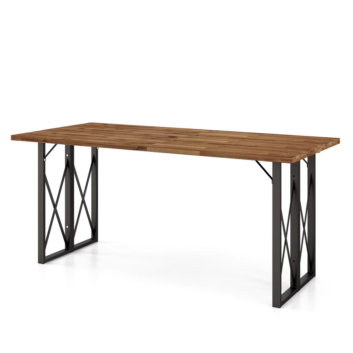 67'' Acacia Wood Patio Dining Table with Umbrella Hole X267955