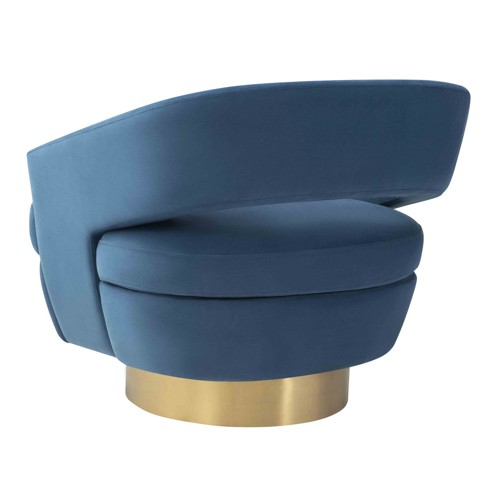 Velvet Upholstered Swivel Accent Chair with Gold Base I583