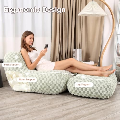 Green Bean Bag Chair with Footstool P257029