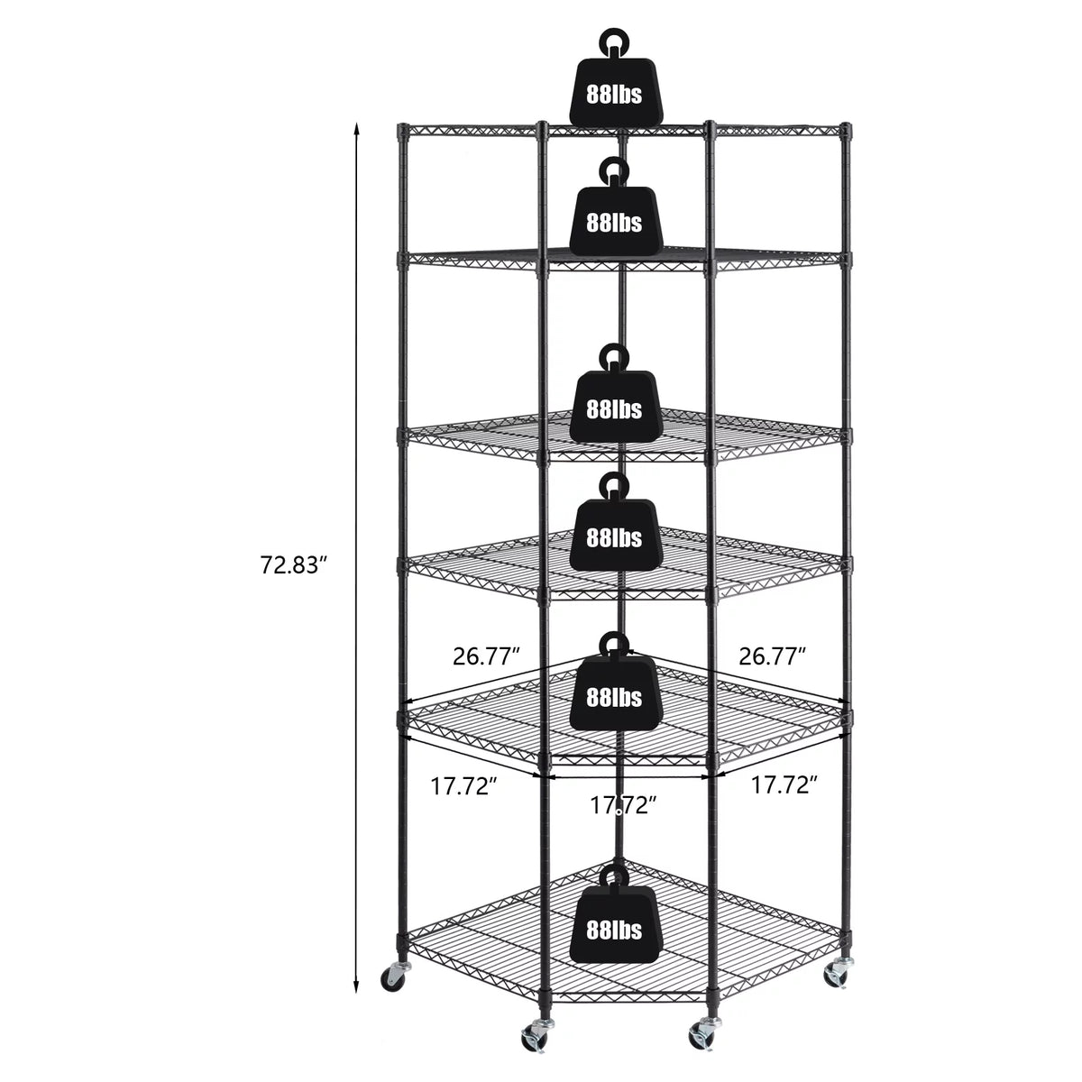 6 Tire Heavy Duty Steel Garage Storage Rack with Wheels Q785109