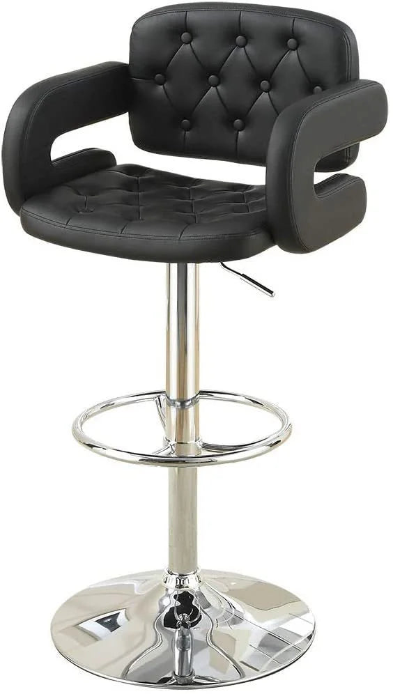 White Tufted Leather Swivel Barstool U771