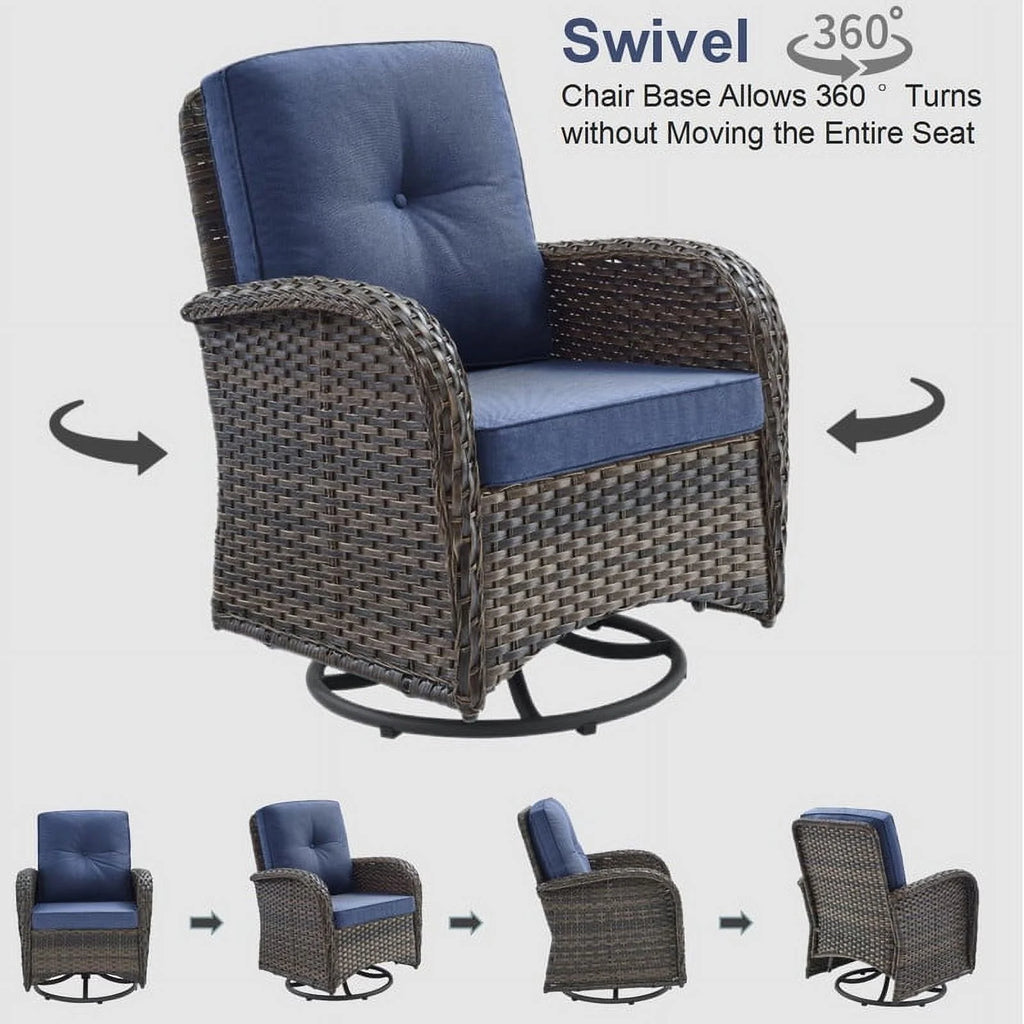 5-Piece Outdoor Swivel Rocking Chair Set with Side Table A264921