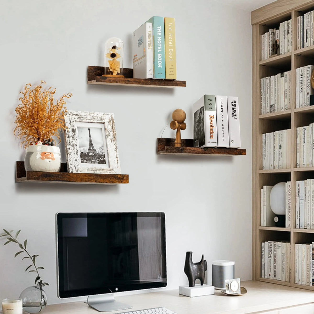 Black Wood Floating Shelves Set of 5 D350827