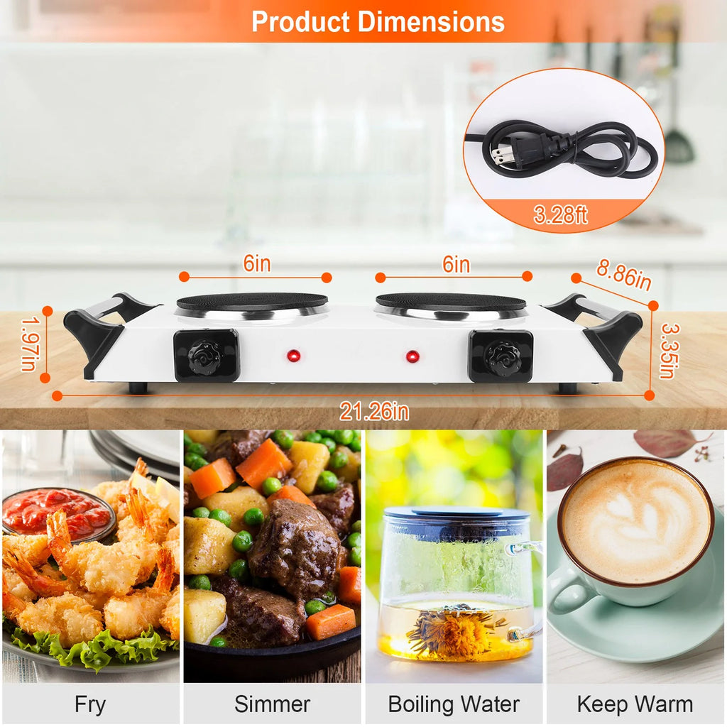 Portable Coil Heating Double/Single Burners Stove 2000W T817185