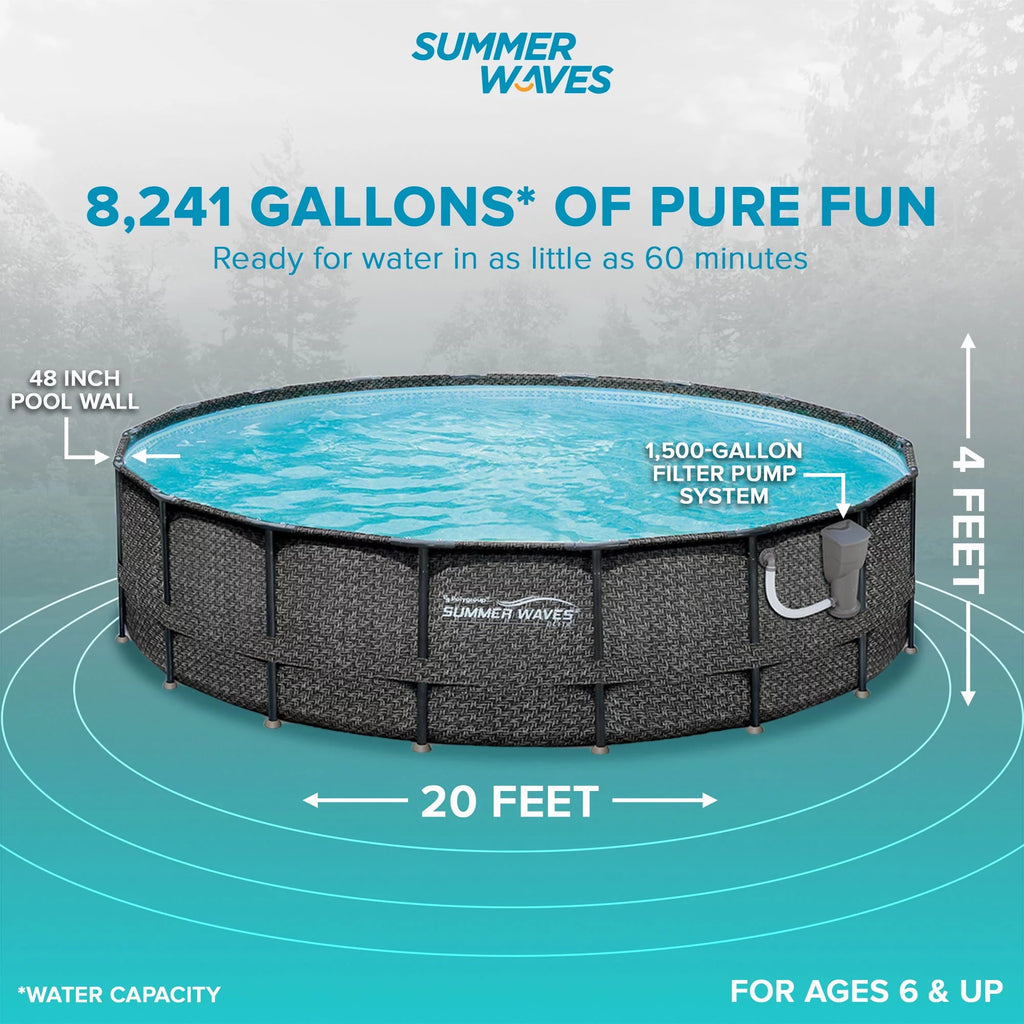 20ft x 48in Above Ground Frame Swimming Pool Set with Pump F202500