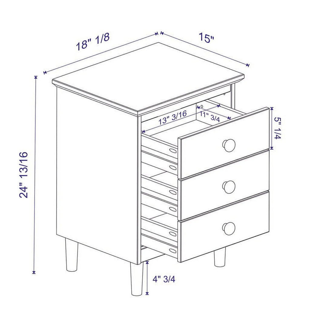 White Set of 2 Solid Wood Nightstand X3408