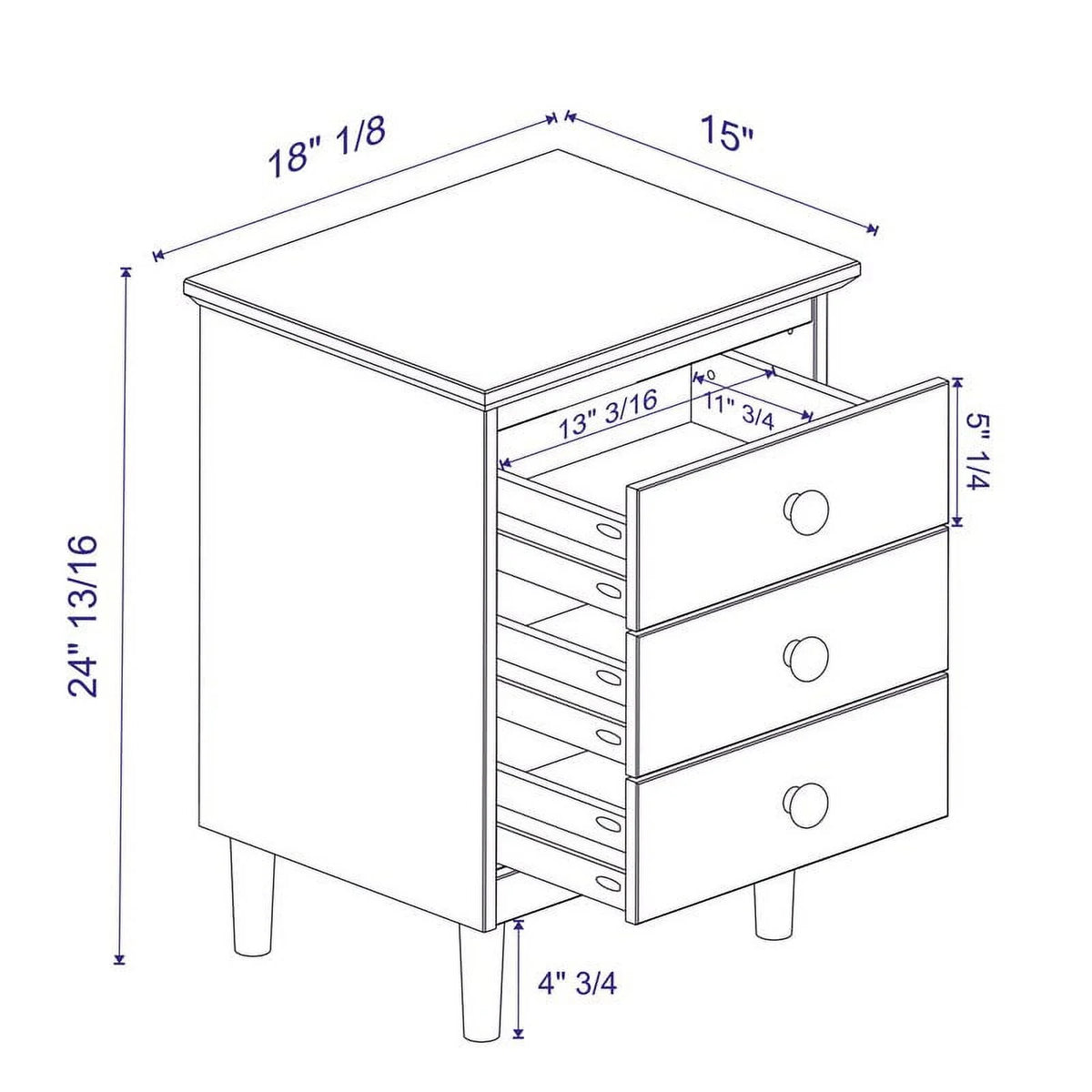 White Set of 2 Solid Wood Nightstand X3408