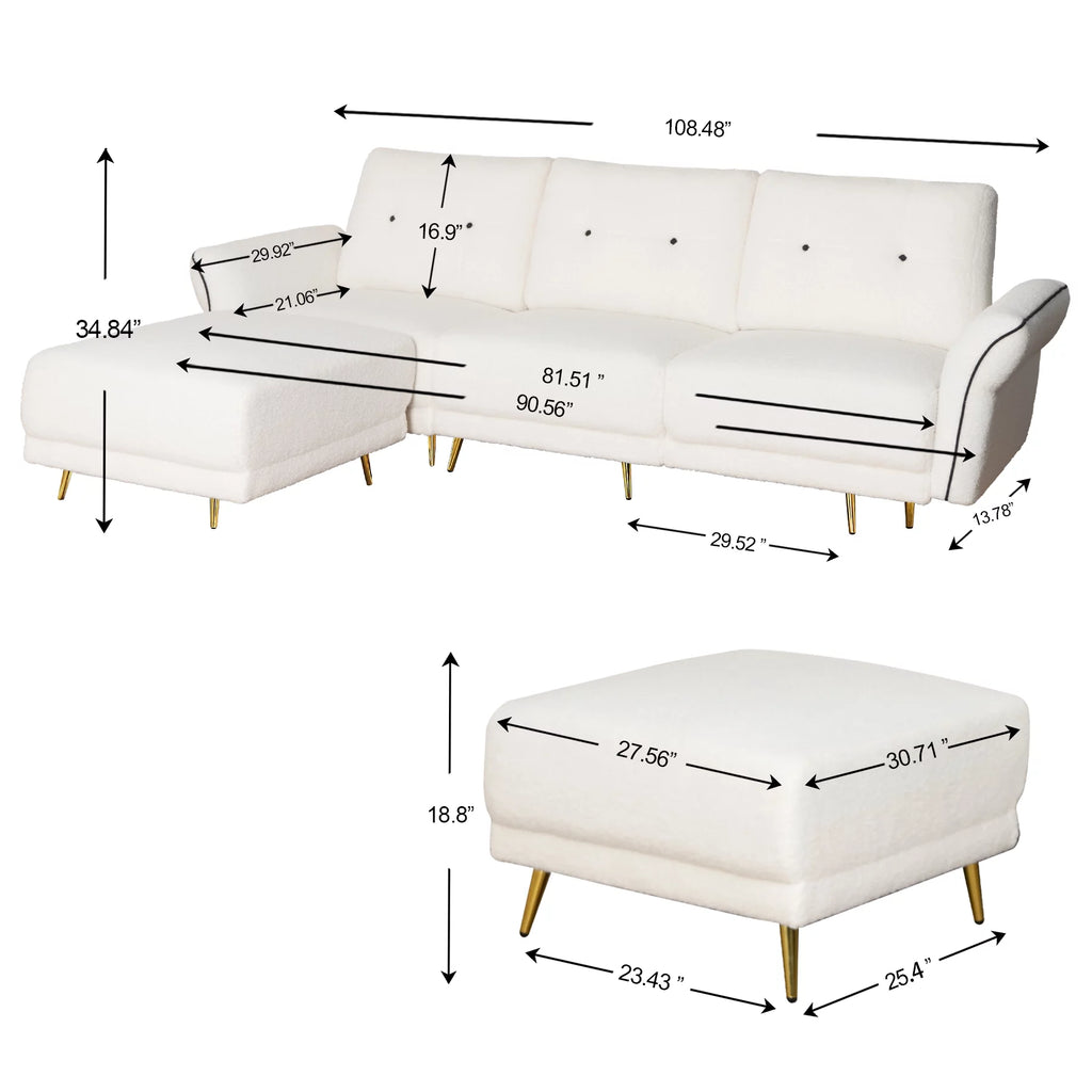 Sherpa Modular Sectional Sofa with Ottomans and Chaise M6971