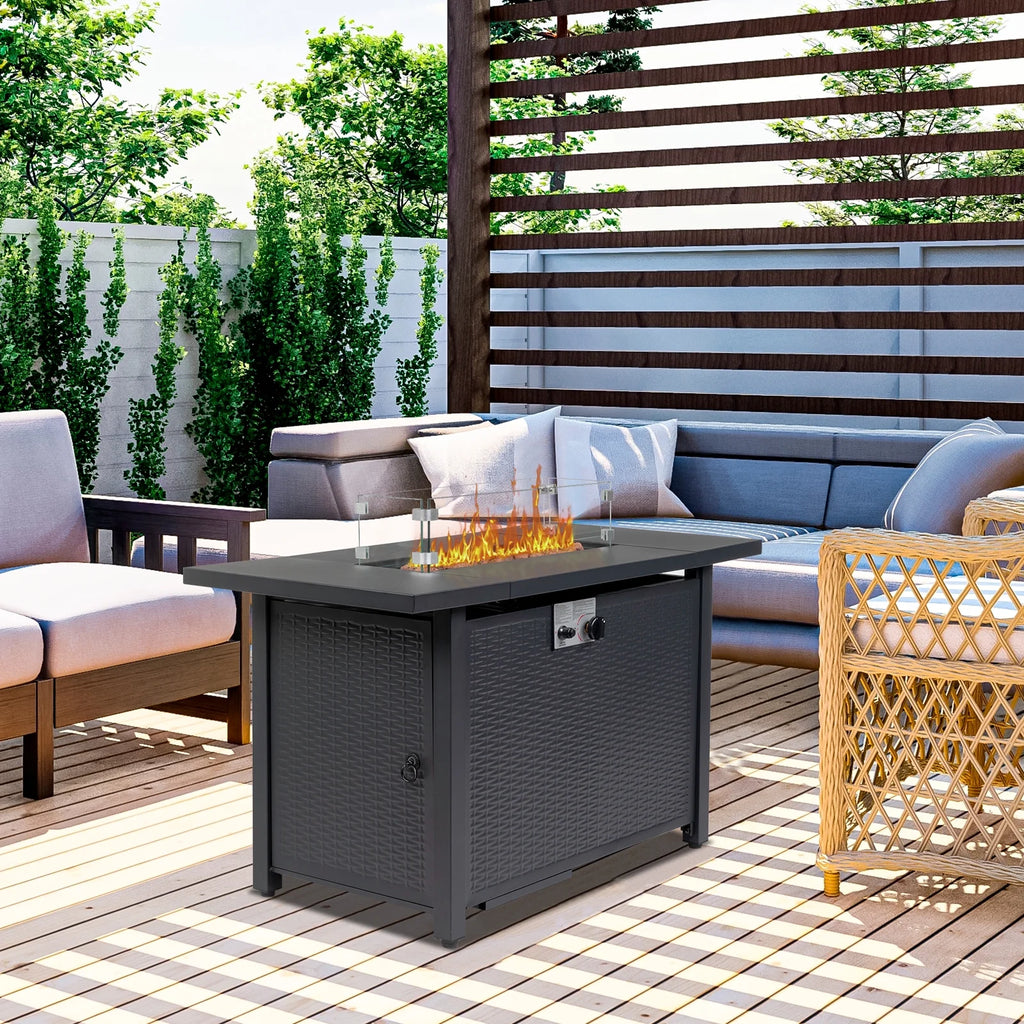 Propane Fire Pit with Wind Guard, 50,000 BTU Auto-Ignition Fire Pit Table S23899