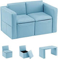 Kids 2-in-1 Double Set Sofa Convert to Table & 2 Chairs Leather Surface D67900