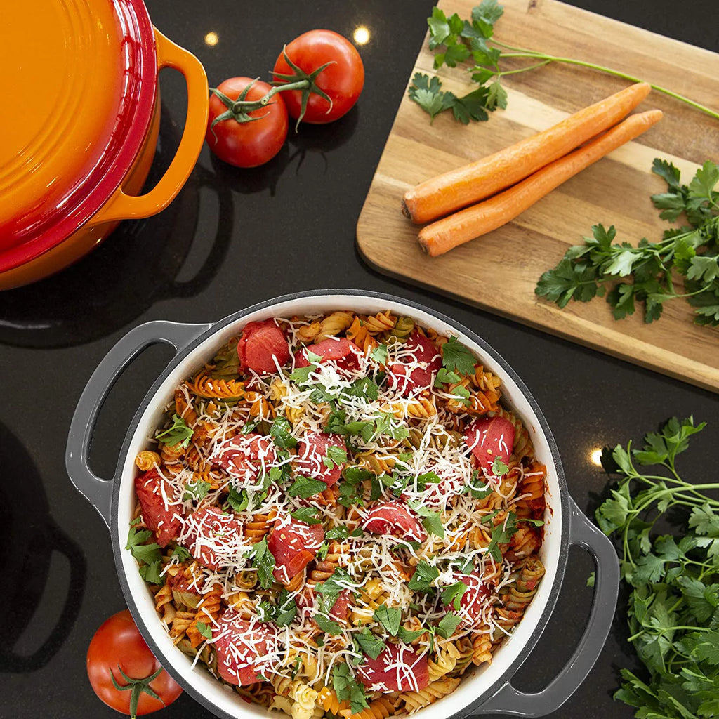 6qt Ceramic Non-Stick Enameled Cast Iron Dutch Oven with Side Handles, Gray F42209