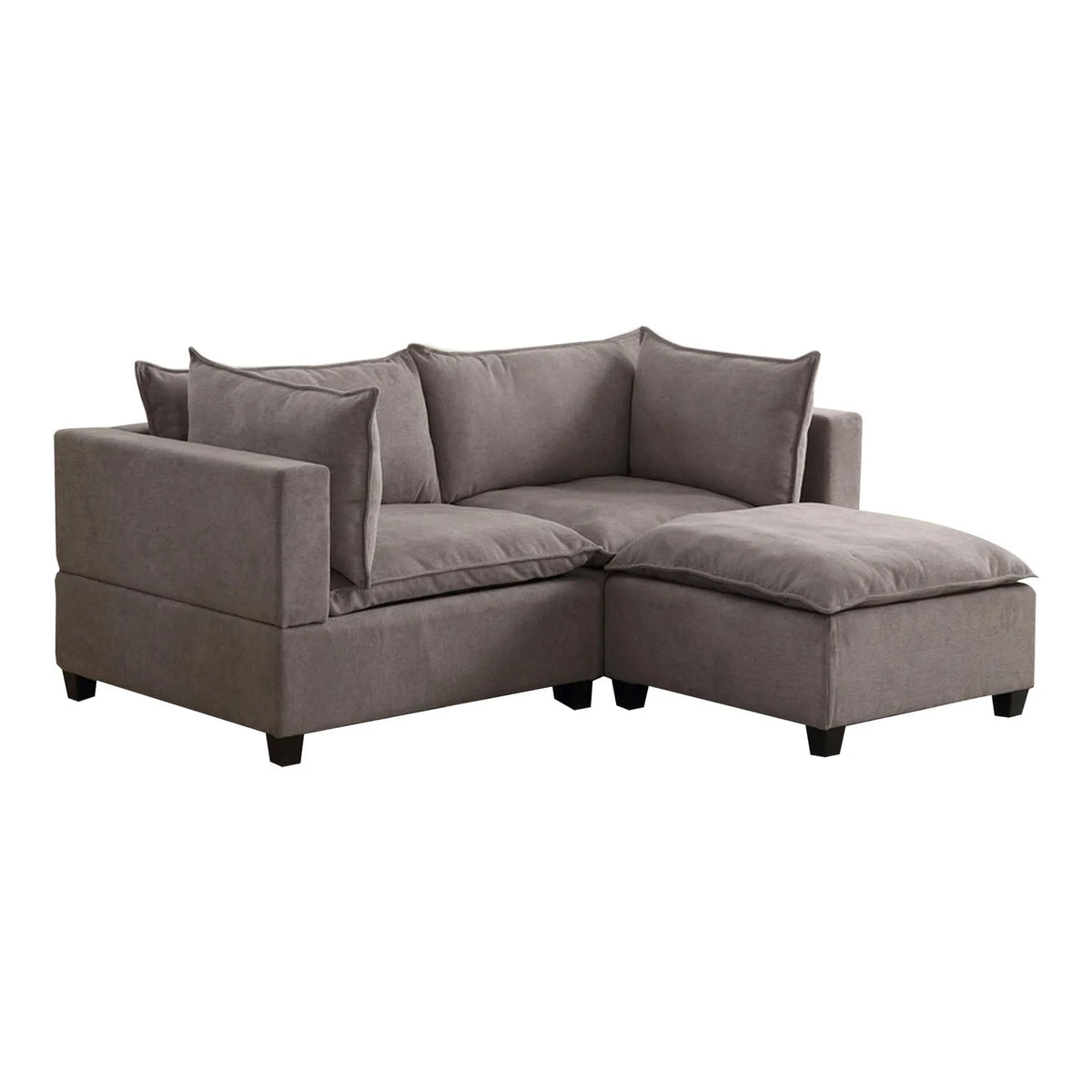 84 Inch Gray Fabric Sectional Arm Loveseat And Ottoman Set L402159