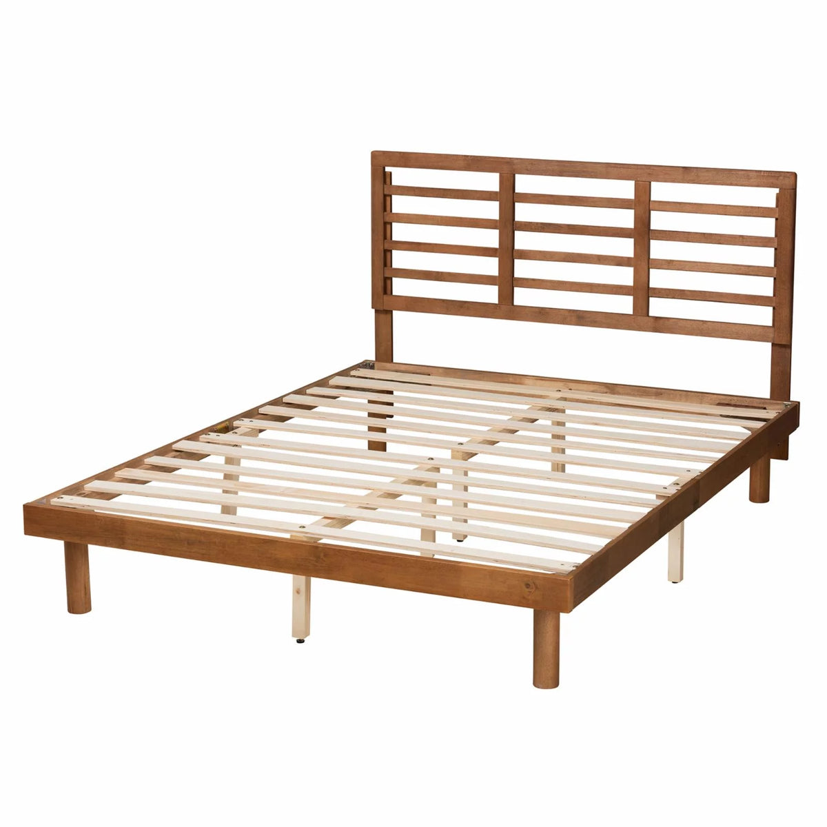 Ash Walnut Finished Wood King Size Platform Bed Z5361