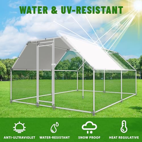 Large Metal Walk-in Chicken Coop with Anti-UV Cover I575