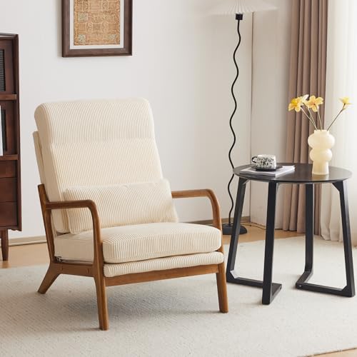 White Teddy Fleece Upholstered Accent Chair with Pillow H723