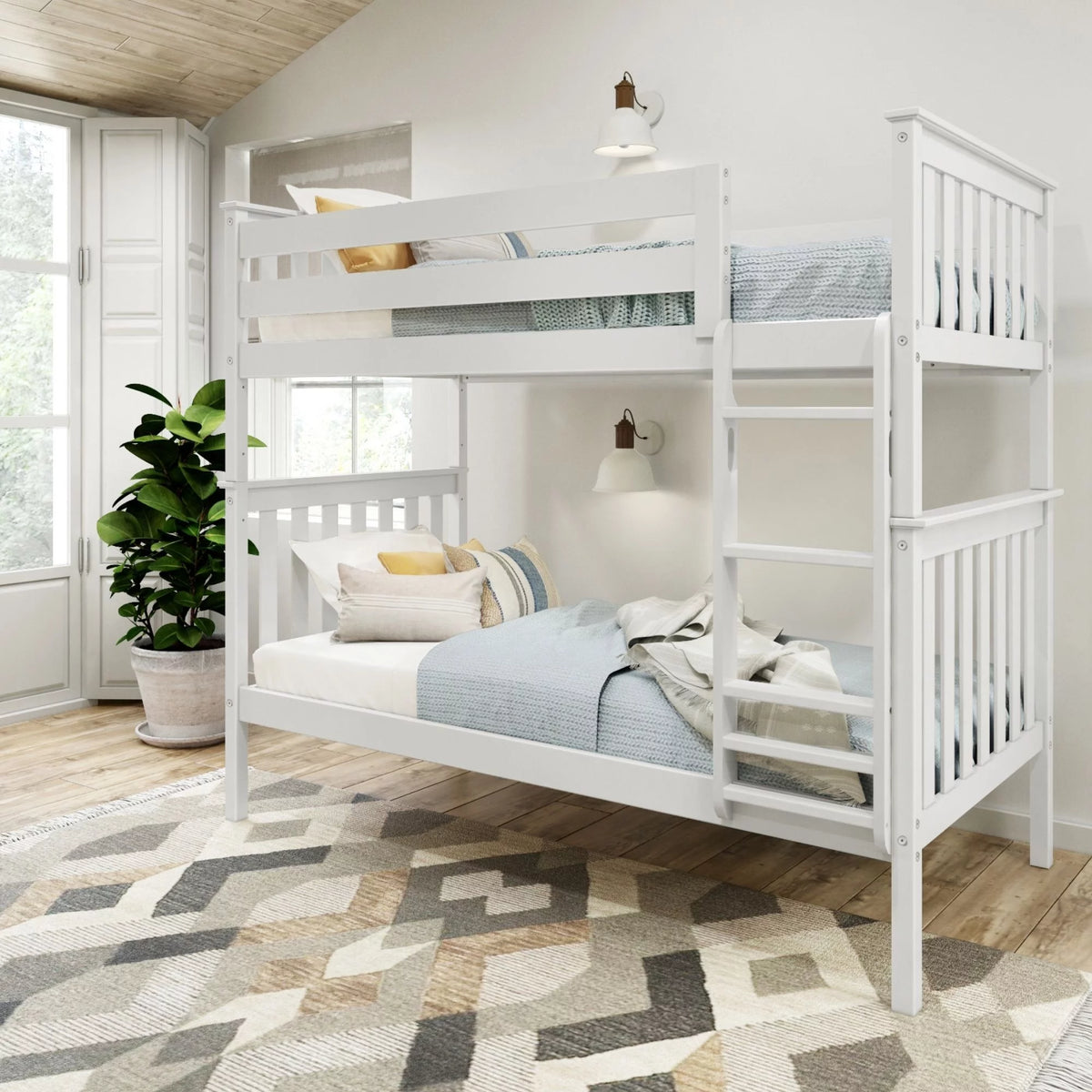 Wooden Twin over Twin Bunk Bed with Ladder X241121
