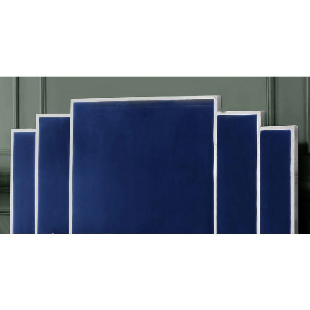 Velvet Headboard and Bedframe in Blue - Cal-King H8519