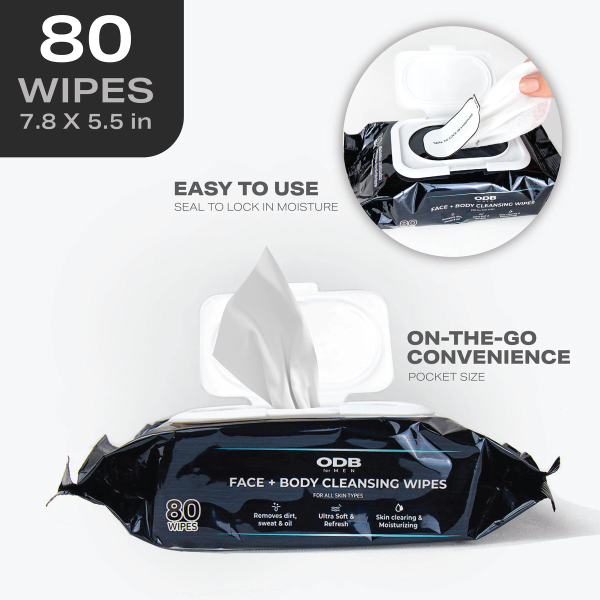 Men's Face and Body Cleansing Wipes Aloe & Vitamin D382440