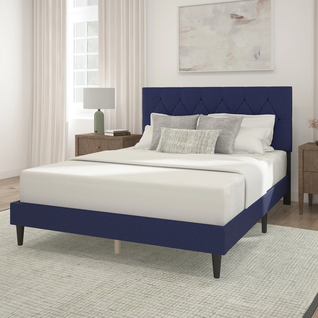 Gray Diamond Tufted Upholstered Queen Platform Bed F785