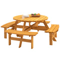 8-Person Wooden Picnic Table with 4 Built-in Benches Z36038