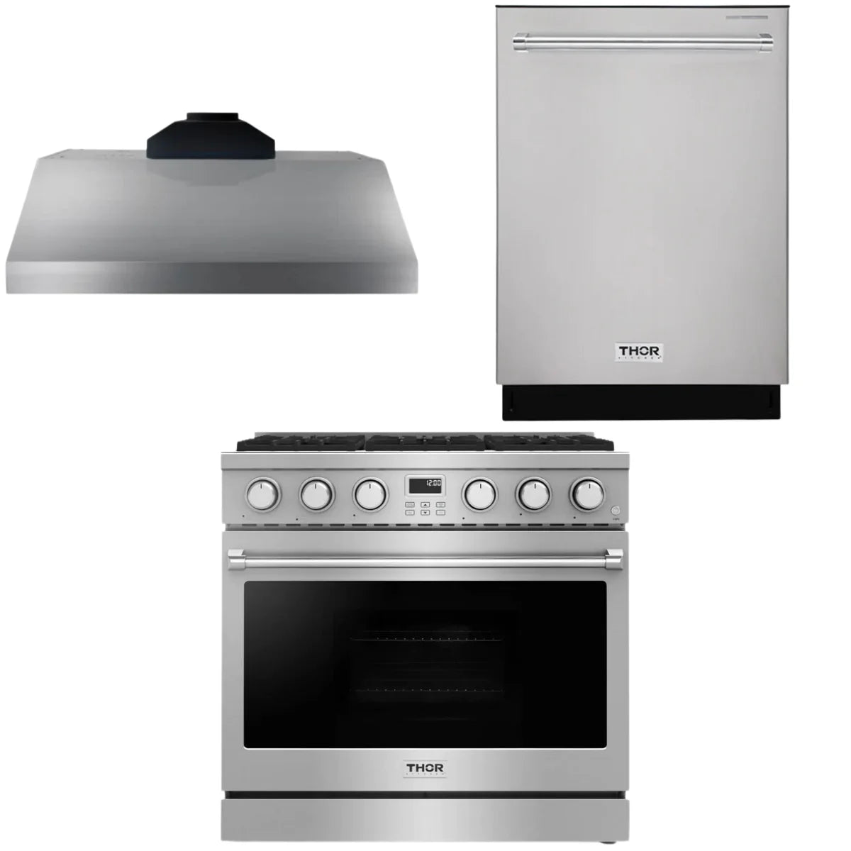 36 Gas Range, Range Hood and Dishwasher A498