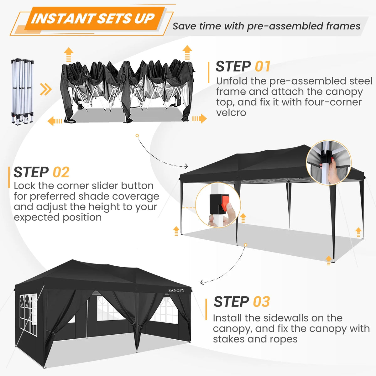 10' x 20' Pop Up Canopy Tent with Carrying Bag K852829