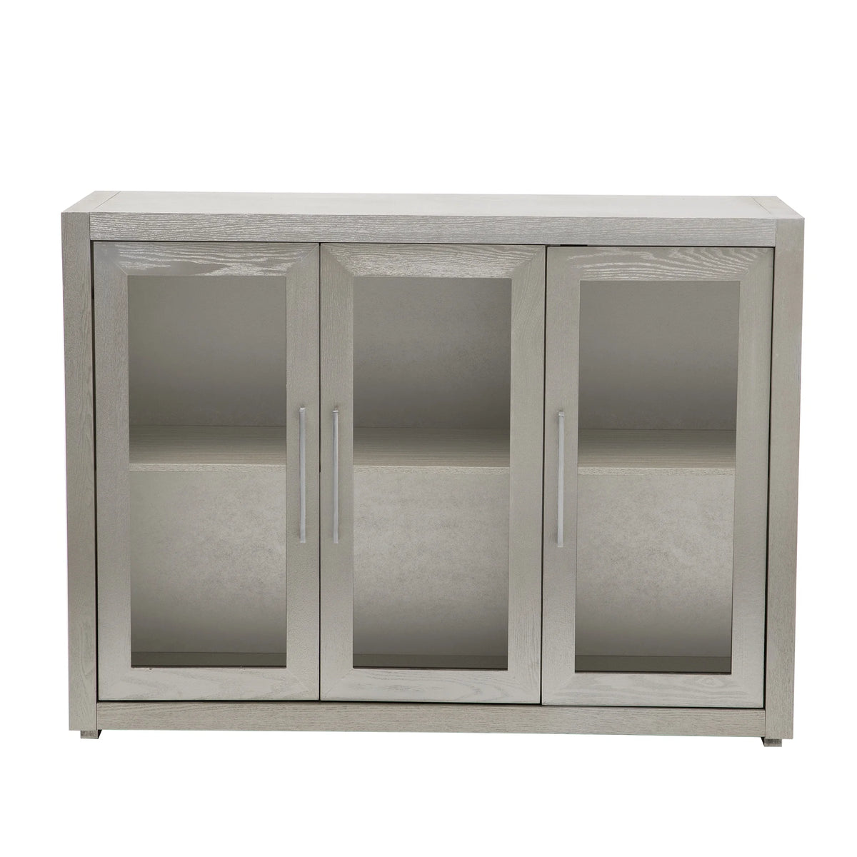 Wood Storage Cabinet with Three Tempered Glass Doors and Adjustable Shelf G81850