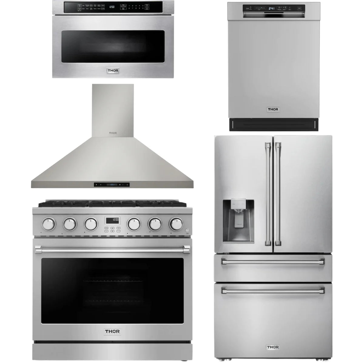 36 Gas Range, Range Hood, Refrigerator, Dishwasher and Microwave E270337