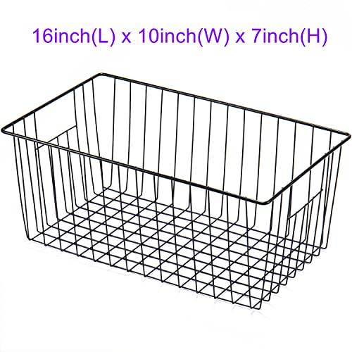 16 inch Upright Freezer Organizer Baskets, Black, Pack 3 T57128