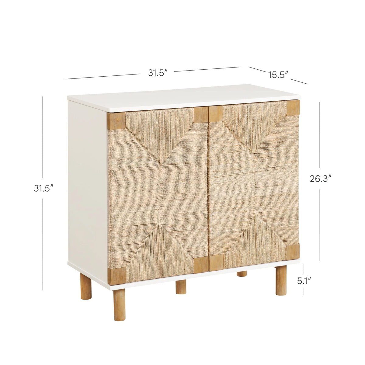 Natural Storage Cabinet with Adjustable Shelf and Seagrass Doors I3163