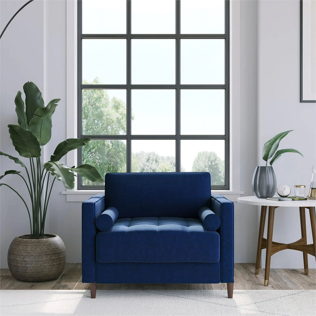 King Chair in Navy Blue Fabric Upholstery Z20032
