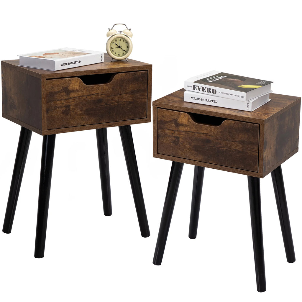 Set of 2 Nightstand Bedside Table with Drawer Storage I1233