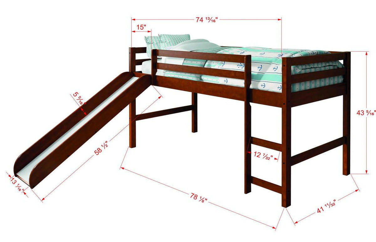 Twin Solid Wood Low Loft Bed G2213