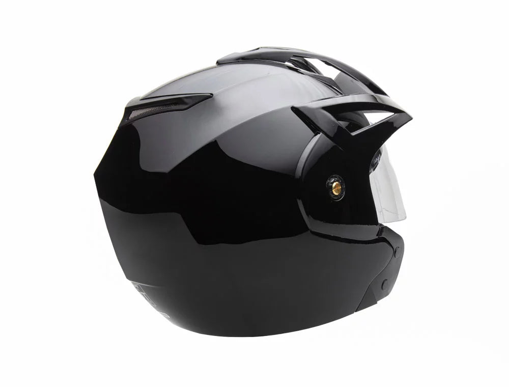 Open Face Helmet DOT Flip Up Shield Gloss Black Medium E884030