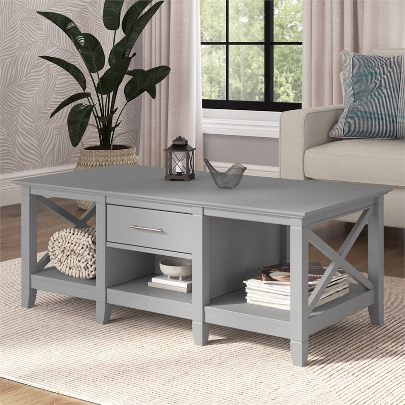 Modern Engineered Wood Coffee Table with Storage in Gray L465