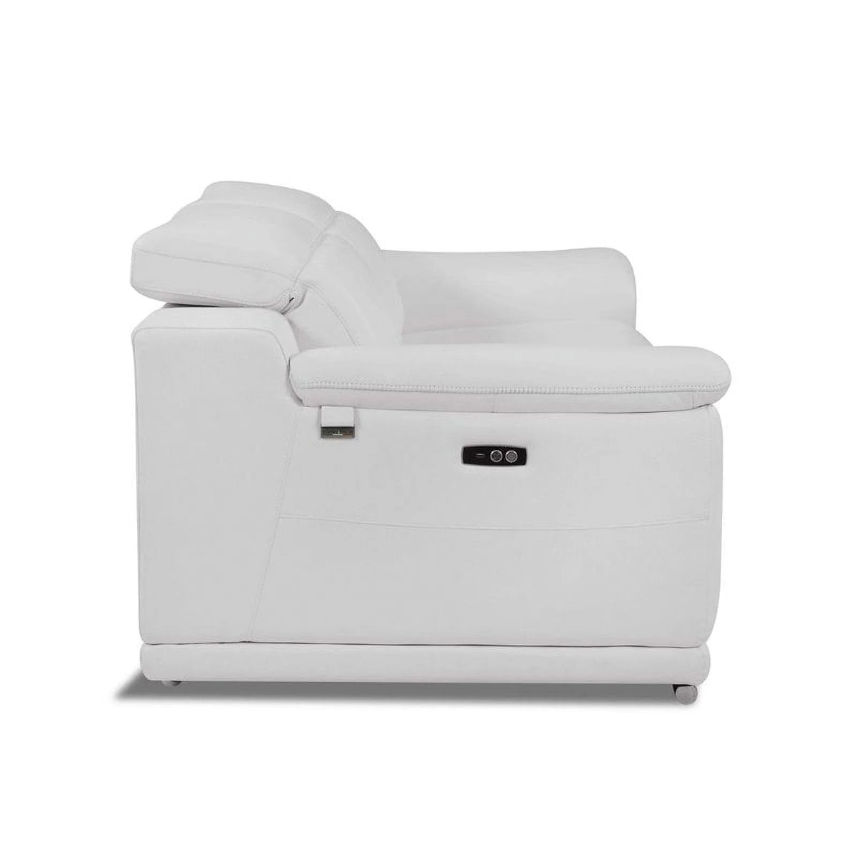 White Italian Leather Power Reclining Loveseat L4892
