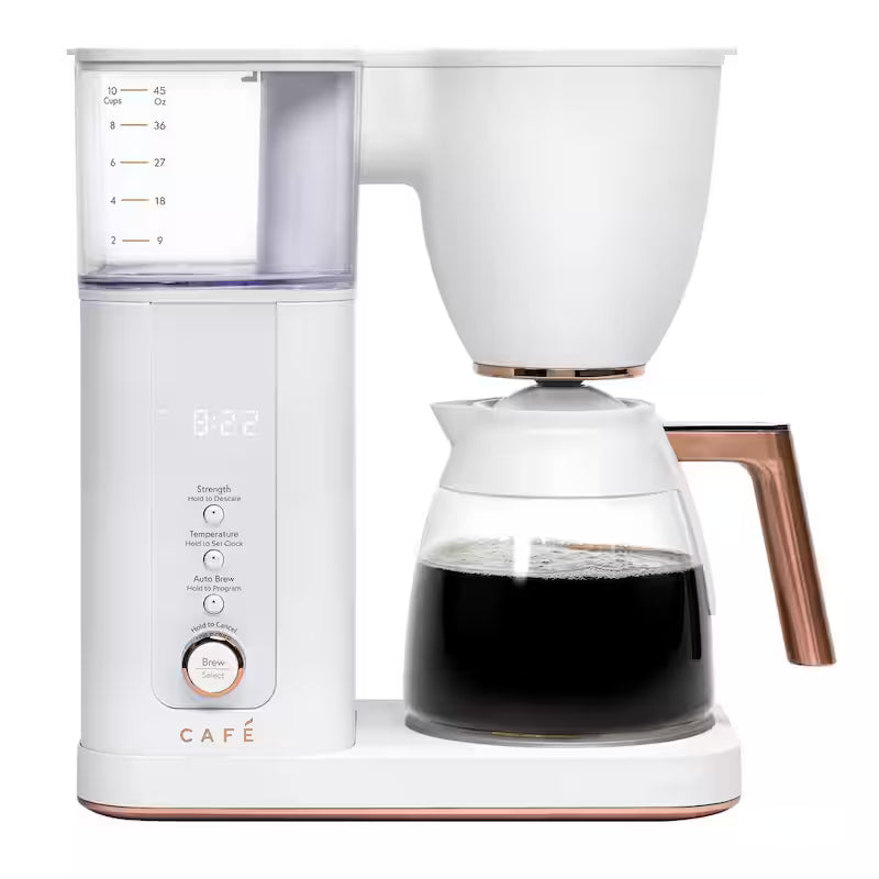Matte White 10 Cup Drip Coffee Maker with Glass Carafe D104