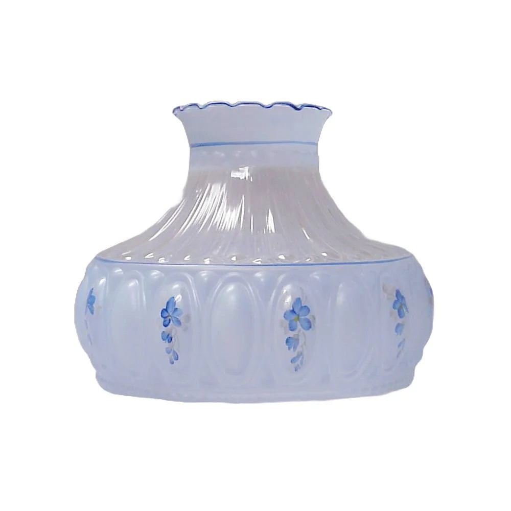 Brass Table Oil Lamp with Blue Shade C54597