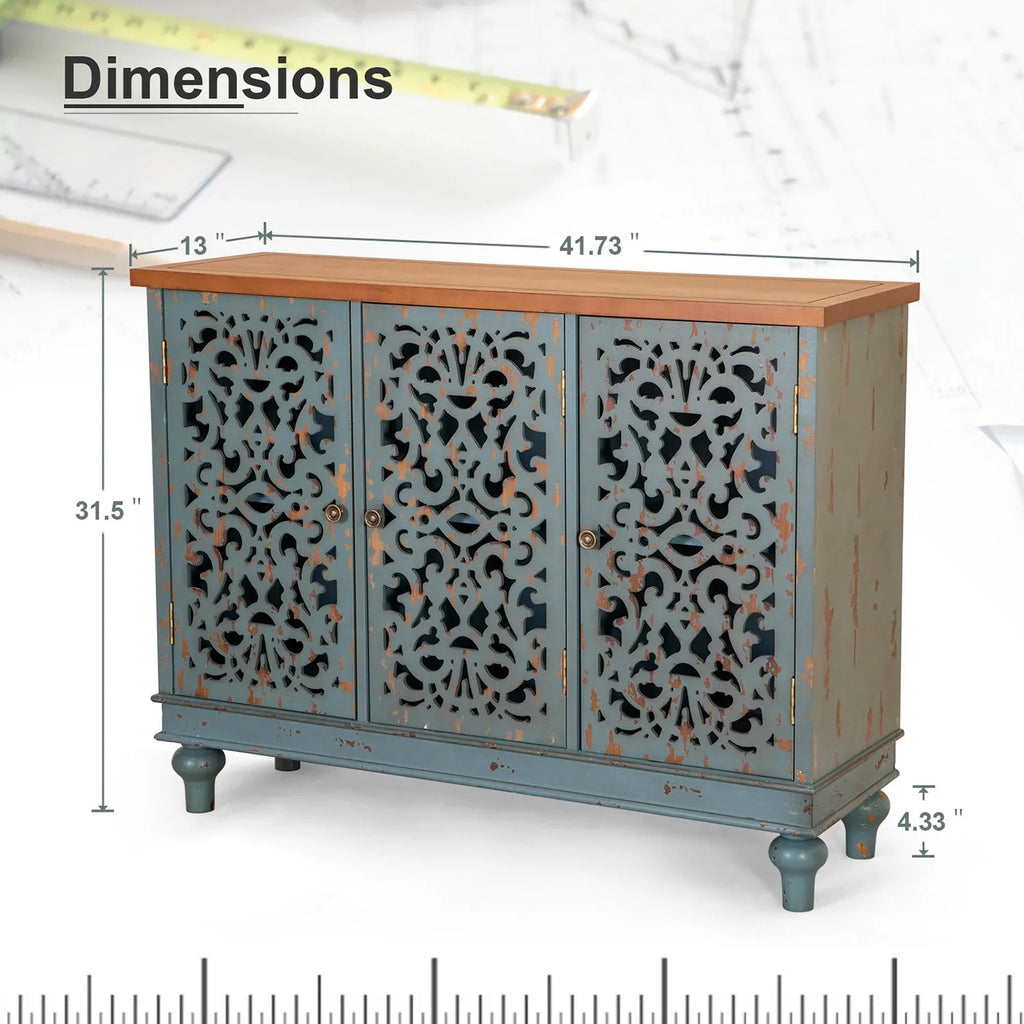 3-Door Hollow Carving Accent Cabinet B6657