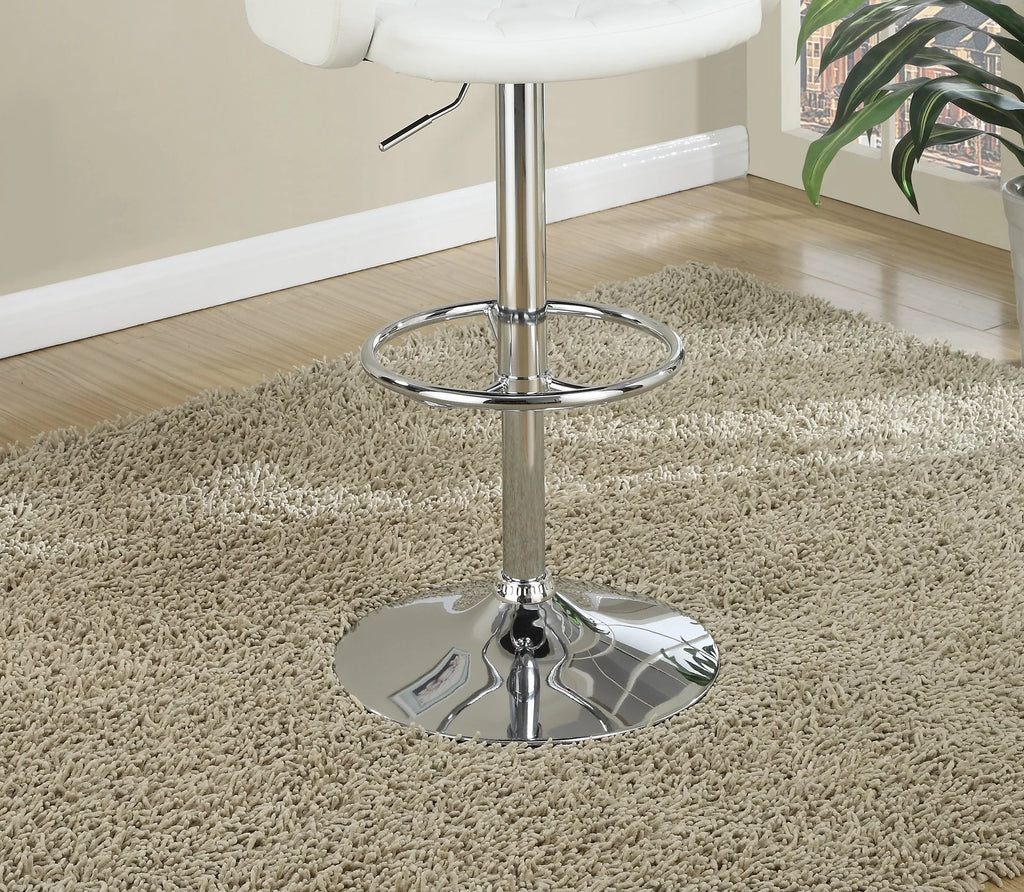 White Tufted Leather Swivel Barstool U771